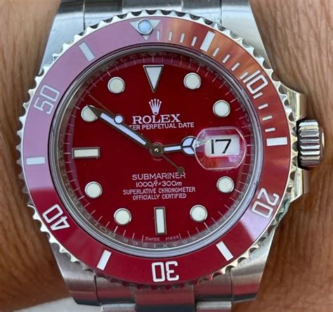 red roman number dial rolex|Rolex submariner red price.